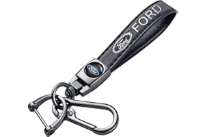 Fiuwrs Genuine leather Car Keychain Fit for Ford F-150 F-250 F-350 F-450 Flex Explorer Escape Ranger Mercury,Key Chain Accessories for Men And Women,Key Ring Lanyard (Black)