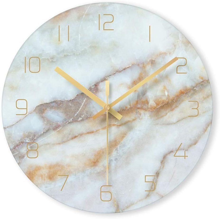 QIAO Wall Clock for Living Room Bedroom Frameless Tempered Glass Mirror Light Luxury Nordic Style (Color : H)
