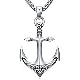 Lattd Anchor Necklace 925 Sterling Silver Celtic Knot Anchor Pendant Jewelry for Men, w/Stainless Steel Chain 22''+2''