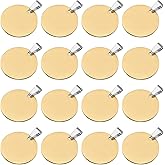 PATIKIL 16Pcs Metal Stamping Blanks, 25mm Round Stamping Name Tags Stainless Steel Blanks Metal Plate with Hole for Laser Engraving Stamping Dog Tags Keychain Making, Gold