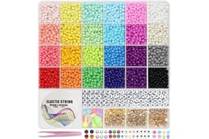 LIS HEGENSA 24 Color 3600pcs 4mm Glass Seed Beads for Jewelry Bracelet Making Kit, Small Beads Friendship Bracelet Kit, Tiny Waist Beads Kit with Letter Bead, DIY Art Craft Girls Gifts