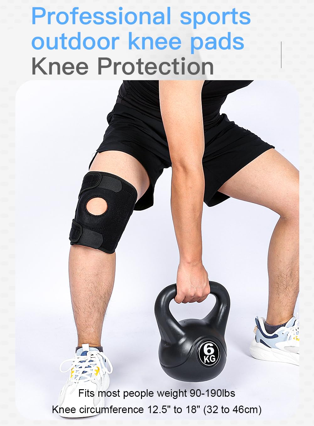 Knee Brace Compression Sleeve Hinged Joint Support Open Patella Stabilizer Wrap