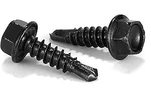 #8 x 5/8" Sheet Metal Screws 100PCS 410 Stainless Steel Hex Washer Head Tek Screws Fast Self Tapping Screws Black Oxide by SG TZH