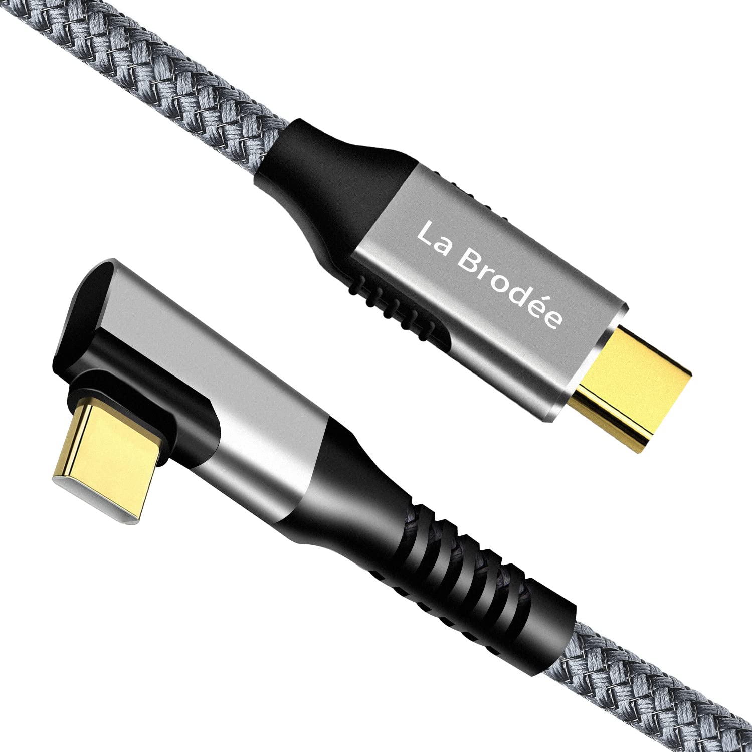 La Brodée USB C to USB C cable, 90 Degree Angle USBC Charging Cable, Type C 3.2 Gen2×2 Data Cable with 20Gbps Data Rate, PD 100W 5A 4K@60Hz Video Transmission for Huawei, Galaxy and More (1M)