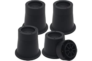 HANIHUA Furniture Risers 3 inch Black Bed Risers (Set of 4), Bed Lifts Risers for Sofa, Couch, Desk, Bed Elevators Heavy Duty Bed Frame Risers Table Leg Extenders Supports Up to 1,300 Lbs