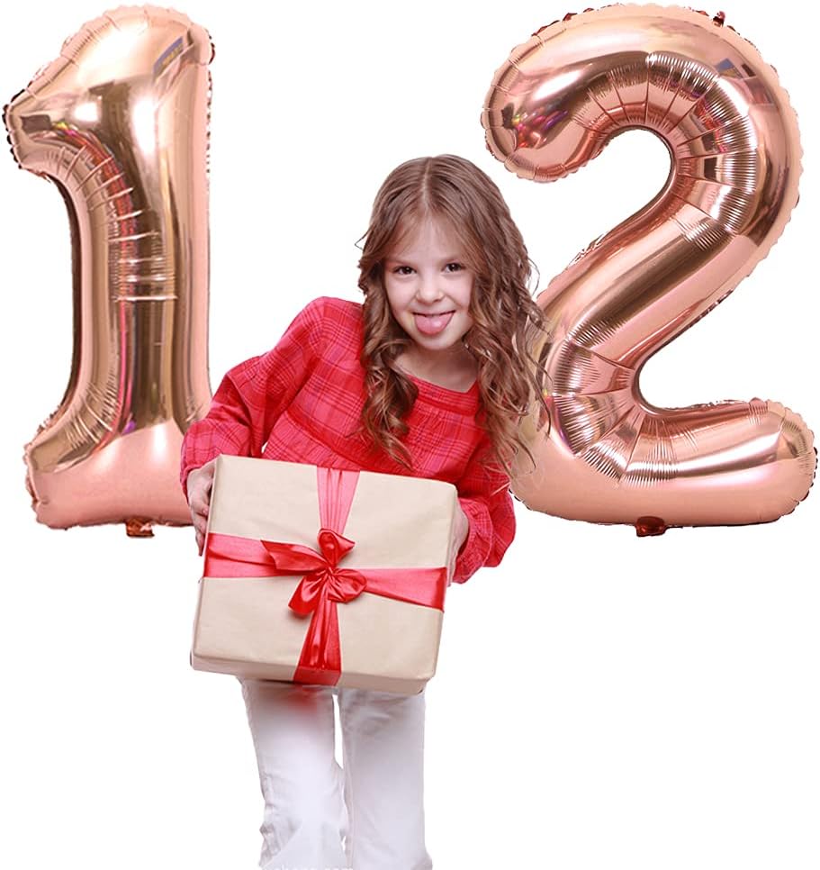 Xihuimay Number 12 Balloons - 40 inch Digital Balloons with Rose Gold Numbers for Birthday Party Wedding, Bachelorette & Bridal Shower - Image 4