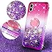 GW Cases for iPhone Xr Case Cute Ring Liquid Glitter Shock Proof Phone Case Bling Kickstand Girls Women Compatible for Apple iPhone Xr - Hot Pink/Purple