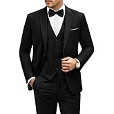 LUPURTY Men's 3 Piece Suit, One Button Slim Fit Tuxedo | Includes Bow Tie, Jacket Vest &amp; Pants, Single Breasted, Wrinkle Resistant, Ideal for Wedding Prom &amp; Business Formal Events