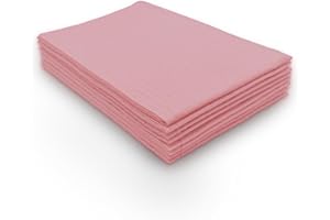 TIDI 1055 Avalon Dental Bib, Pink (Mauve), 3 Layers, 13” W x 18” L (Pack of 500) ― Disposable Dental Bibs ― Embossed ― 2-Ply Tissue ― Poly Back To Help Prevent Leak-Through ― Nail Towels ― Tattoo Bibs