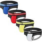 JOKDEILY Men's Athletic Supporters Jockstrap 4-Pack Cotton Wide Waistband Active Underwear