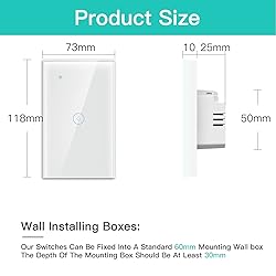 BSEED Smart Light Switch,1 Gang WiFi Touch Switch