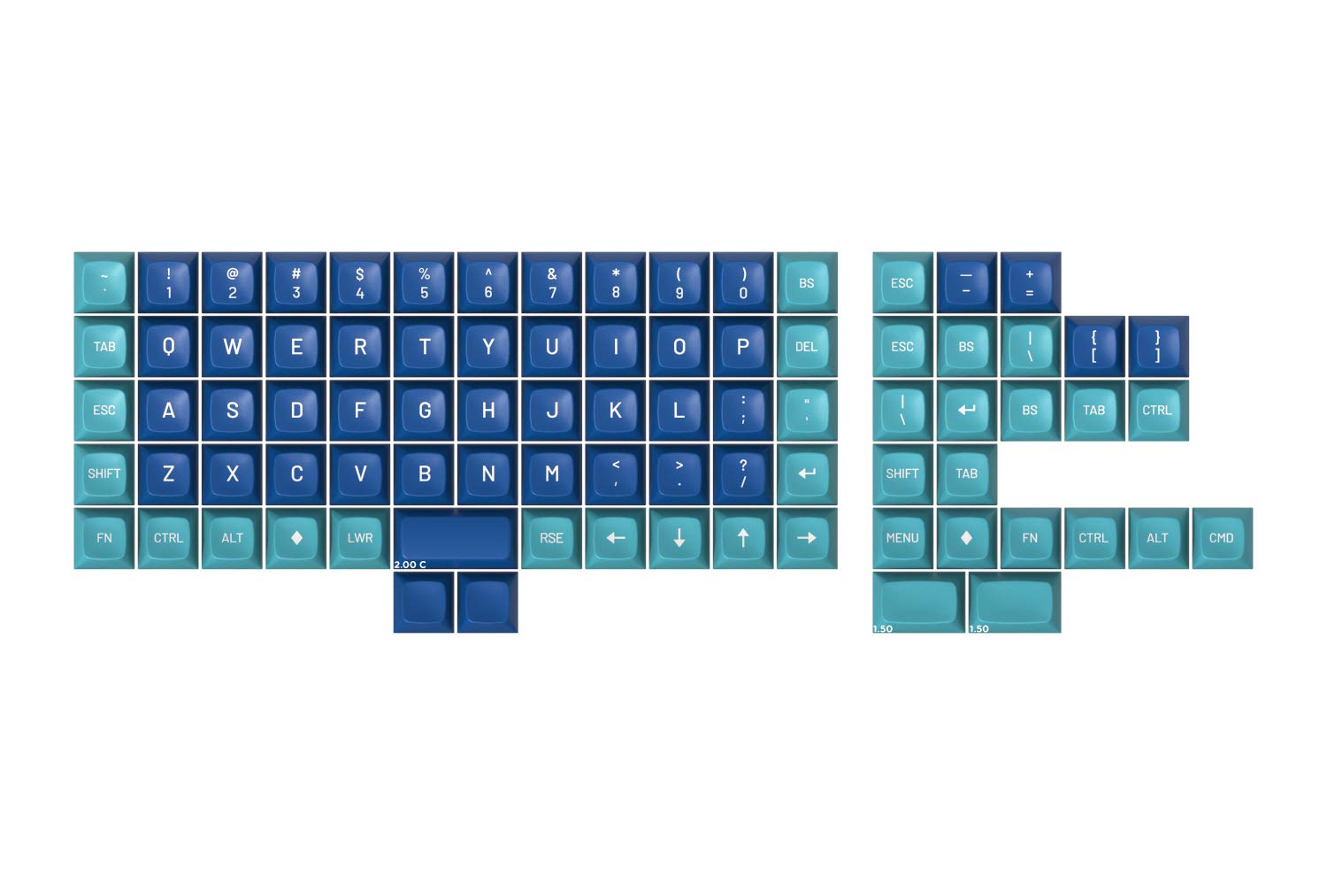 Drop MT3 Dasher Keycap Set, ABS Hi-Profile Keycaps, Doubleshot Legends, MX Style Covers Ortholinear Keyboards (Ortho Kit)