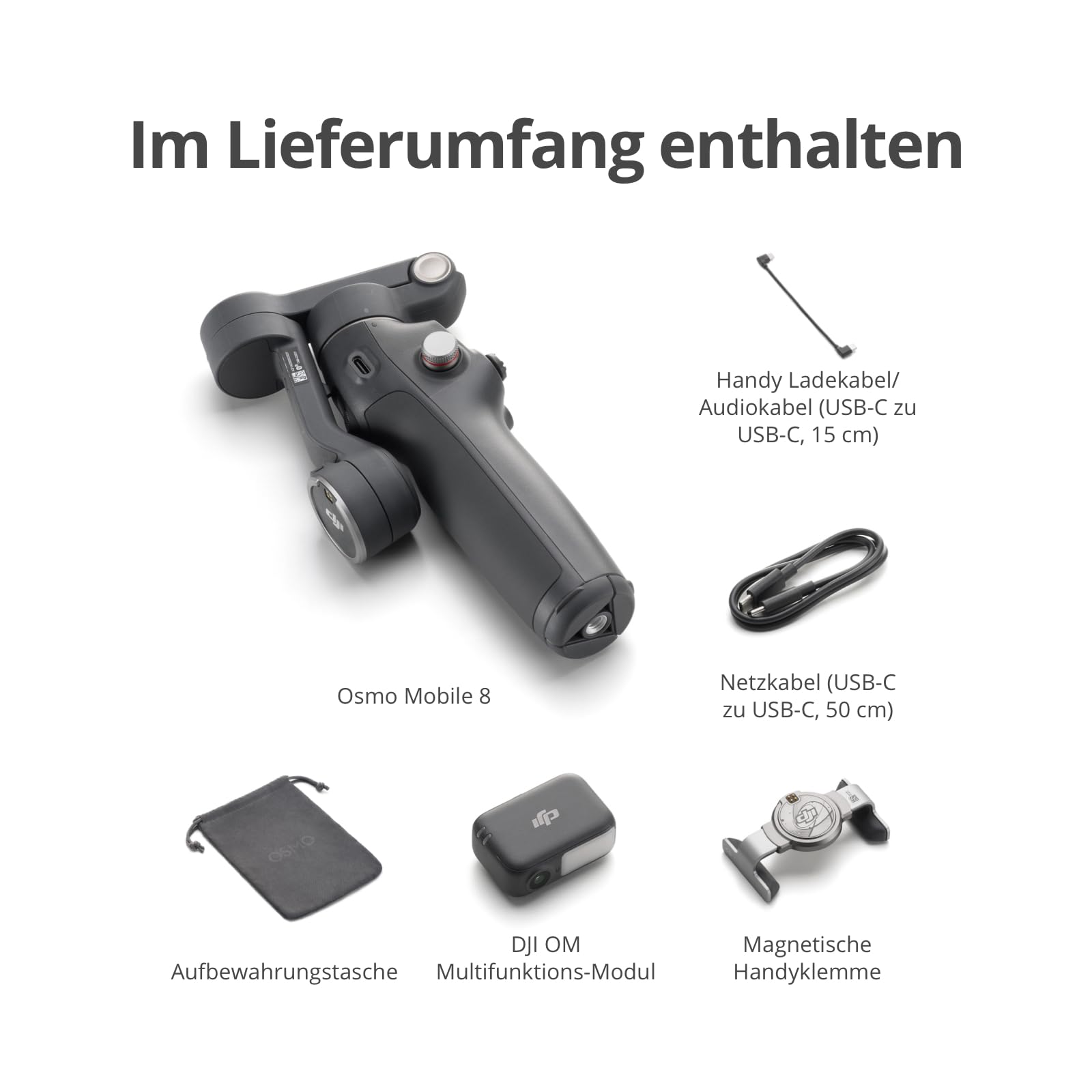 DJI Osmo Mobile 8 Advanced Tracking Combo Gimbal-Stabilisator für Smartphones, Natives AI-Tracking mit Audio und Beleuchtung, 360°-Schwenkrotation, Verlängerungsstab & Stativ integriert, 10 Std. Akku 9