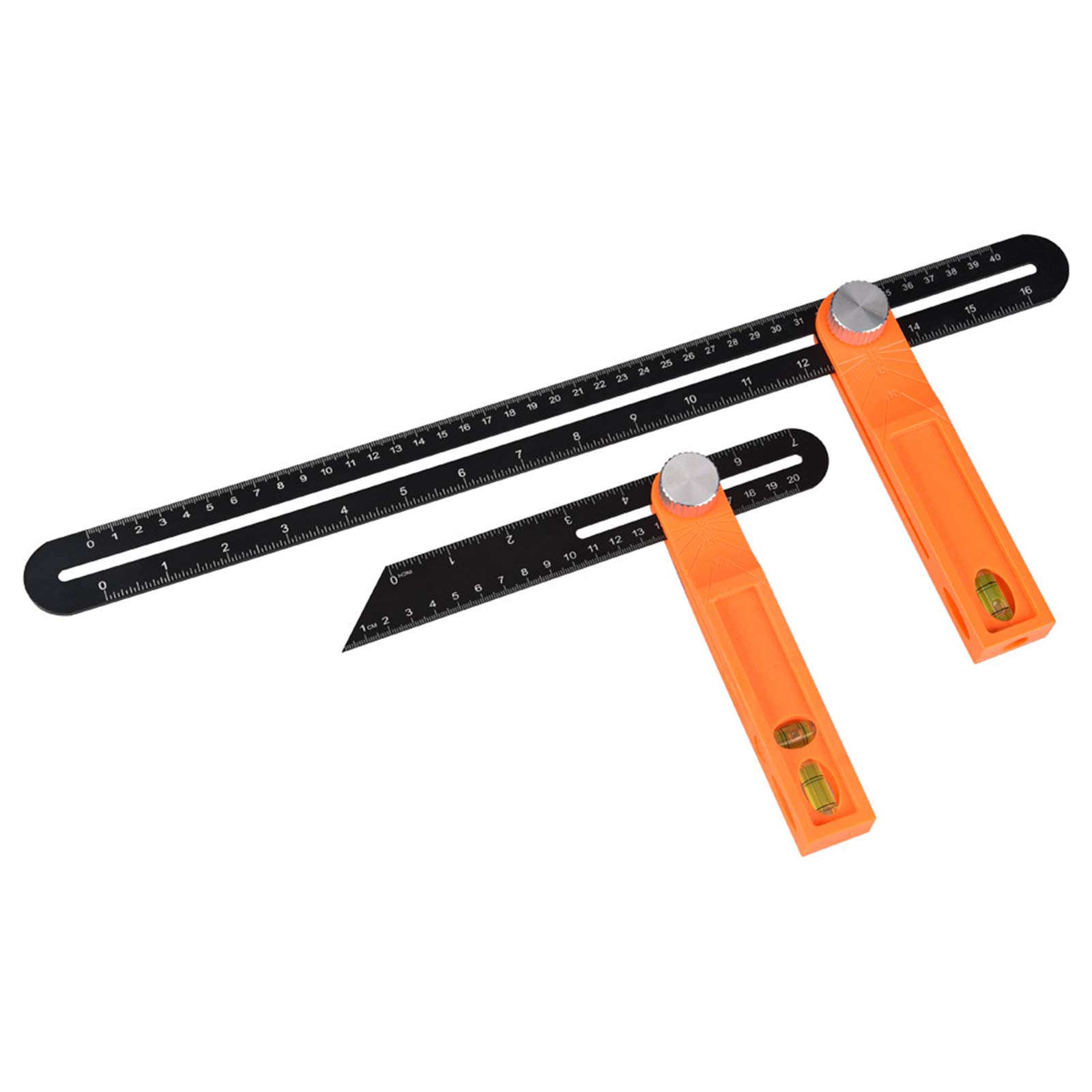 HUIKJI 2Pcs Horizontal Sliding T-Bevel Gauge,Activity Angle Ruler Protractor Level Tool T-bevel Ruler with Horizontal and Vertical Bubble