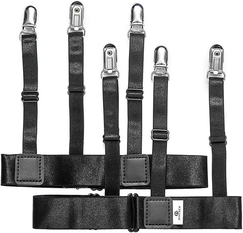 Shirt Stays for Men Adjustable Elastic Garter Suspender Belts Holder