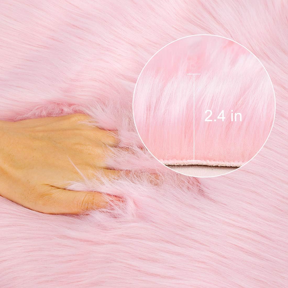 sourcing map Faux Fur Sheepskin Area Rugs, Heart Shaped Shaggy Fluffy Rug for Sofa Living Room Bedroom Floor - Image 5