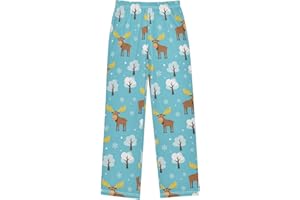 Emelivor Moose White Trees Pajama Pants Pajama Bottoms Elastic Waist with 2 Pockets Lounge Pants S