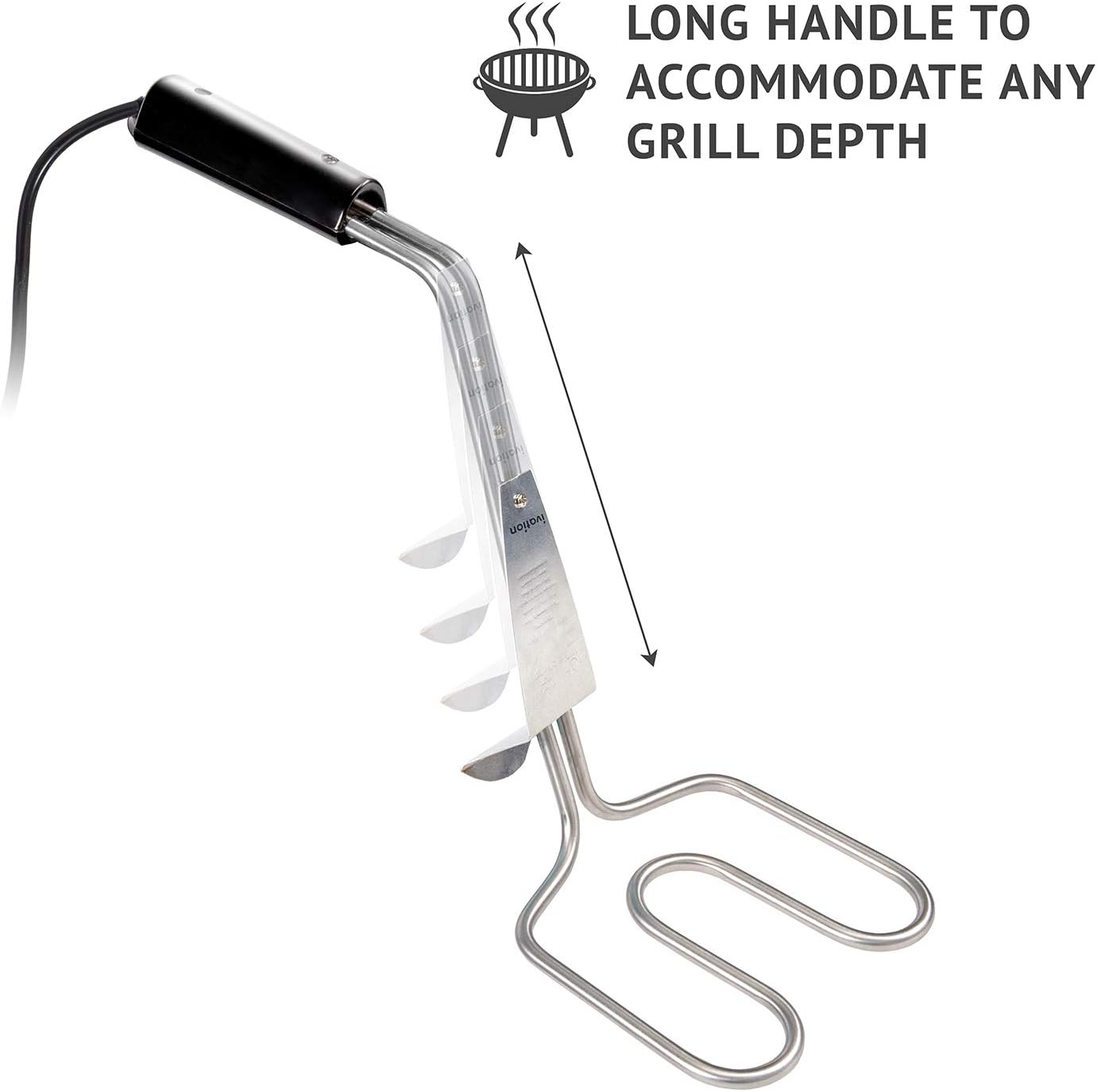 Ivation Premium 500W Electric Charcoal Starter – Quickly & Easily Ignite BBQ Grills Without Lighter Fluid or Matches – Double-Ring Design with Longer, Angled Handle Safely Heats in Just 6 Minutes : Garden & Outdoor