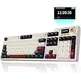 Ajazz AK35I V4 Customizable Wireless Gaming Mechanical Keyboard, Wired/Wireless 2.4G/BT, Gasket Structure, 10000mAh Battery, Full-Color RGB, 1.14-inch Color Screen, Knob, Multi-Function Keys.