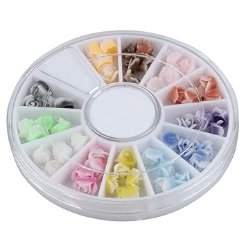 Pink Glitter Tips Fimo Flower Cute Nail Art Fimo Cane Nail