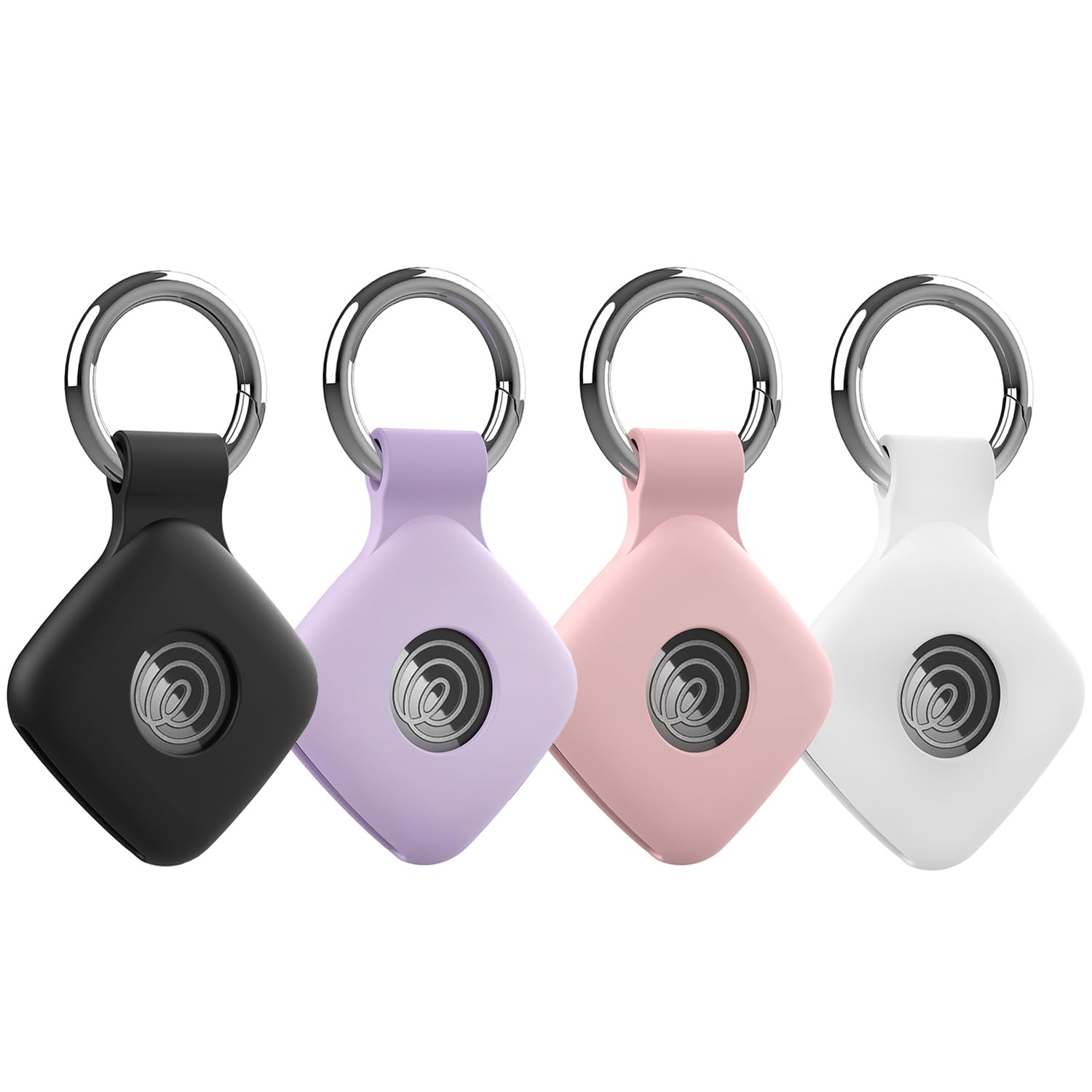 Photo 1 of ***PARTIAL SET - PRICE ADJUSTED*** Feigand 4 Pack Case for Tile Mate 2024 Tracker, Soft Silicone Holder Anti-Scratch Finder Protective Cover with Carabiner Accessories (Black+White+Purlple+Pink)