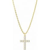 DEARMAY Gold Plated Cross Necklaces for Women, Dainty Gold Plated Cross Choker Necklace for Women Simple Small Pendant Neckalce Jewelry Gift