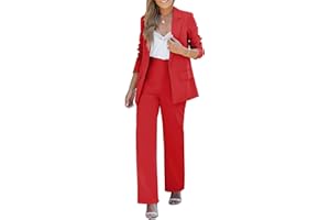 LookbookStore 2 Piece Pant Suits for Women Dressy Blazer High Waisted Straight Leg Pants Sets Business Casual Outfits