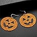 Lux Accessories Halloween Orange Glittery Huge Carved Cutout Pumpkin Silvertone Dangle Earrings
