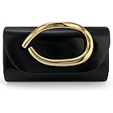 MYHOZEE Clutch Purses for Women Vegan Leather Evening Bag Formal Elegant Wedding Clutch Trendy Gold Handle Purses