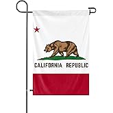 California State Garden Yard Flag 12x18Inch American Territories CA Bear Yard Banner Vertical Double Sided Polyester Small Flag Patriotic State Celebration Party Outside Decor