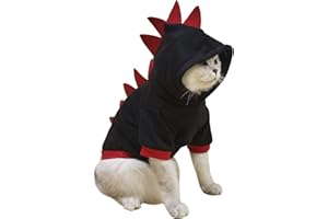 QWINEE Dinosaur Dog Hoodie Dog Warm Jacket Christmas Halloween Dog Costume Dog Clothes for Puppy Kitten Small Medium Dogs Cats Black L