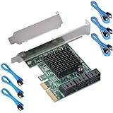 Ziyituod 6 Port SATA Card, PCIe SATA III Controller Card to 6GB/s Internal Adapter Converter | PCI Express SATA 3.0 Expansion Card, Support 6 SATA 3.0 Devices for Desktop PC/Server/NAS