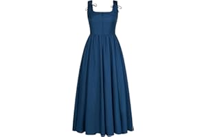 Scarlet Darkness Women's Renaissance Overdress Square Neck Maxi Corset Dress with Pockets