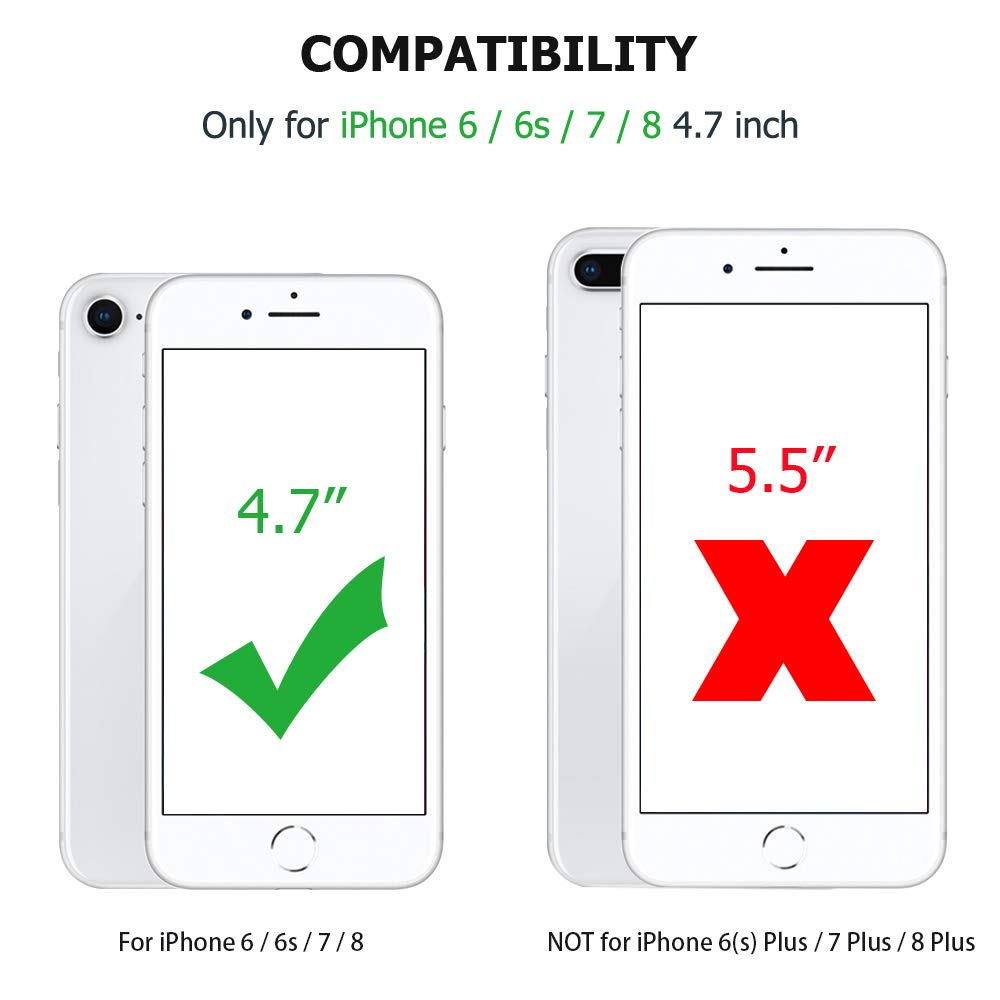 iPhone 8 Case, iPhone 7 Case iPhone 6/6s Wallet Case with Card Slot Holder Shockproof Protective PU Leather Wallet Case for Apple iPhone 8/7/6/6s (4.7 inches) [All Black] (Blue/Black)