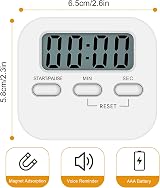 Jsdoin Digital Kitchen Timer 1 Pack Magnetic Countdown Stopwatch White view 2