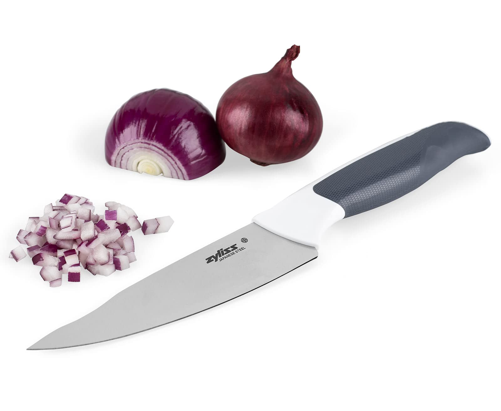 Zyliss Comfort Utility Knife, 13cm/5.25in, Japanese Stainless Steel, Non Slip Handle, Cover for Safety Black/White, Professional Kitchen Knife/Vegetable Knife, Dishwasher Safe