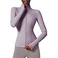 Locachy Women's Slim Fit Full Zip Athletic Running Sports Workout Jacket with Thumb Holes