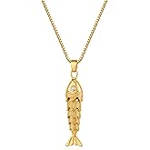 YUJIE Dainty Fish Pendant Necklace for Women 14k Gold Plated Ocean Fish Charm Necklace Summer