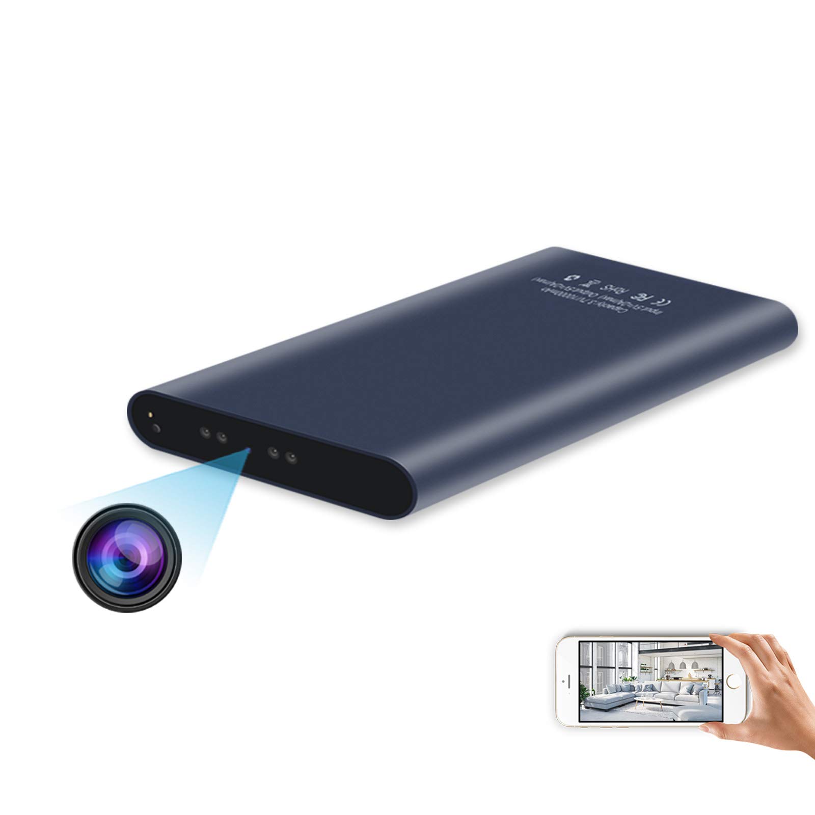 KAMREA Power Bank WiFi Camera, HD 1080P 10000mAh Portable Camera, Video Recorder with Motion Detection, Night Vision, Remote Real-time Viewing Nanny Cam for Home Security