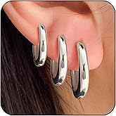 QLYOVWE Gold Hoop Earrings Set for Women Dainty 14K Gold Plated Chunky Earring Simple CZ Huggie Hoop Earring for Multiple Piercing Trendy Jewelry