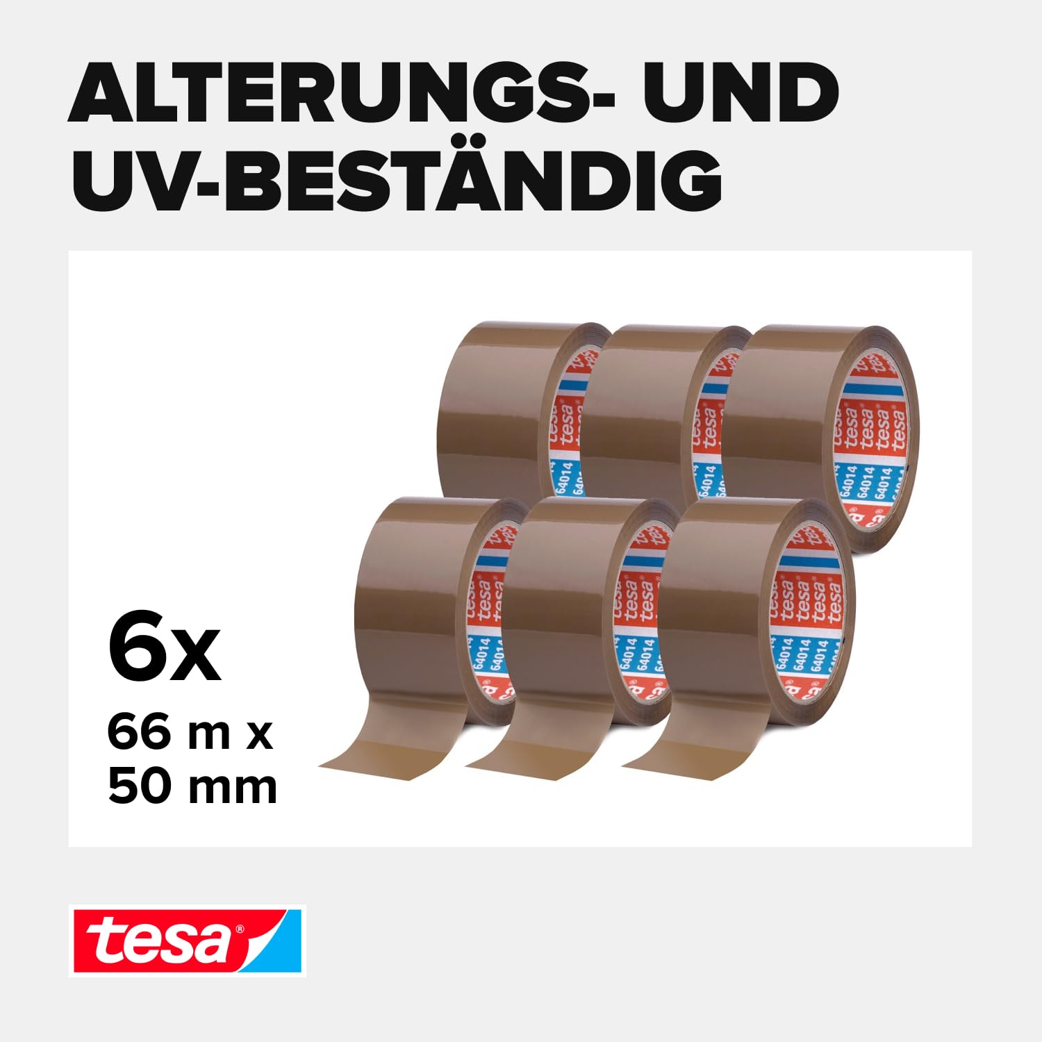 tesa tesapack im 6er Pack - Geräuscharmes Paketklebeband zum Verpacken von Paketen und Versandschachteln - braun - 6 Rollen je 66 m 3