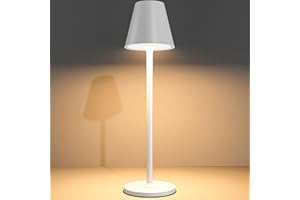 Timjorman Modern LED Cordless Table Lamp, 4000mAh Rechargeable Battery, 3 Level Brightness Night Light, Metal Shell, Minimalist Design, for Couples Dinner/Coffee Table/Restaurant/Bedroom, White