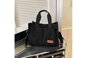 Corduroy Tote Bag, Large Messenger Bag Shoulder Hobo Anti Splash Crossbody Bags, Lightweight Laptop & Daily Essential Bags fo
