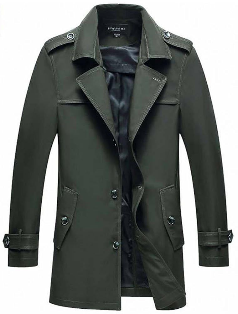 値下げ コーデ ギャバジン 綿 防寒 ダブルブレスト 冬 秋 春服 メンズ トレンチコート ツイル バーバリー メンズ 上質 コート 春 モダンミス Mordenmiss Coat L スタイル4グリーン B06y2pcp4f コートジャケット Wwmp Org Za
