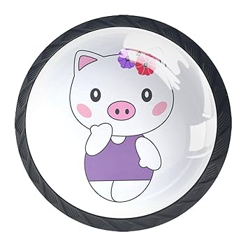 Türgriffe Nettes Cartoon-Schwein 4er Pack Knöpfe für Kommodenschubladen