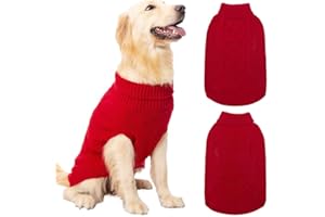 Mihachi Turtleneck Dog Sweater - Winter Coat Apparel Classic Cable Knit Clothes with Leash Hole for Cold Weather, Ideal Gift for Pet in New Year