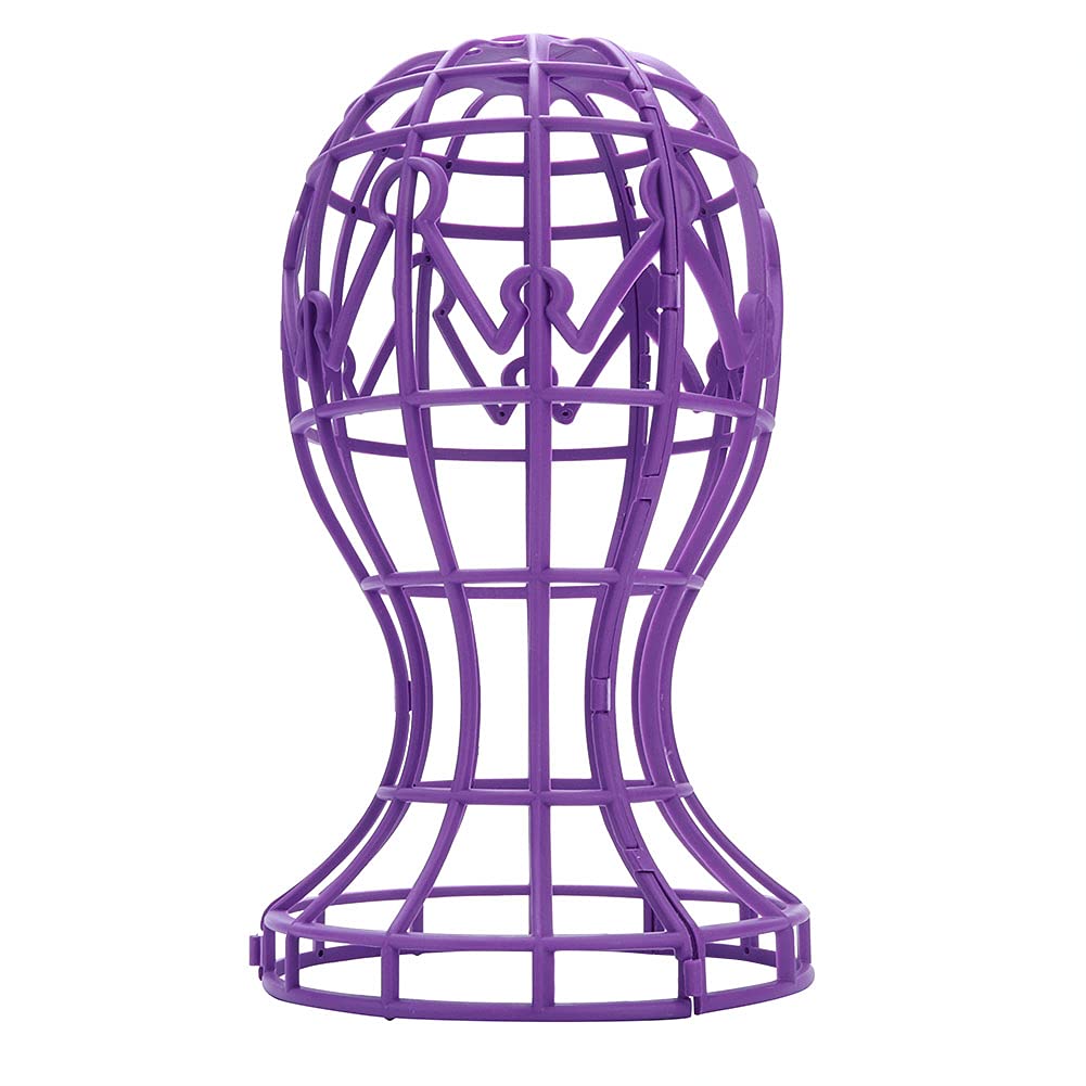 Dioche Wig Stand for Wigs, Wig Head Stand, 2 Colors ABS Foldable Wig Display Support Stand Professional Holder Folding Wig Air Dry(Purple)