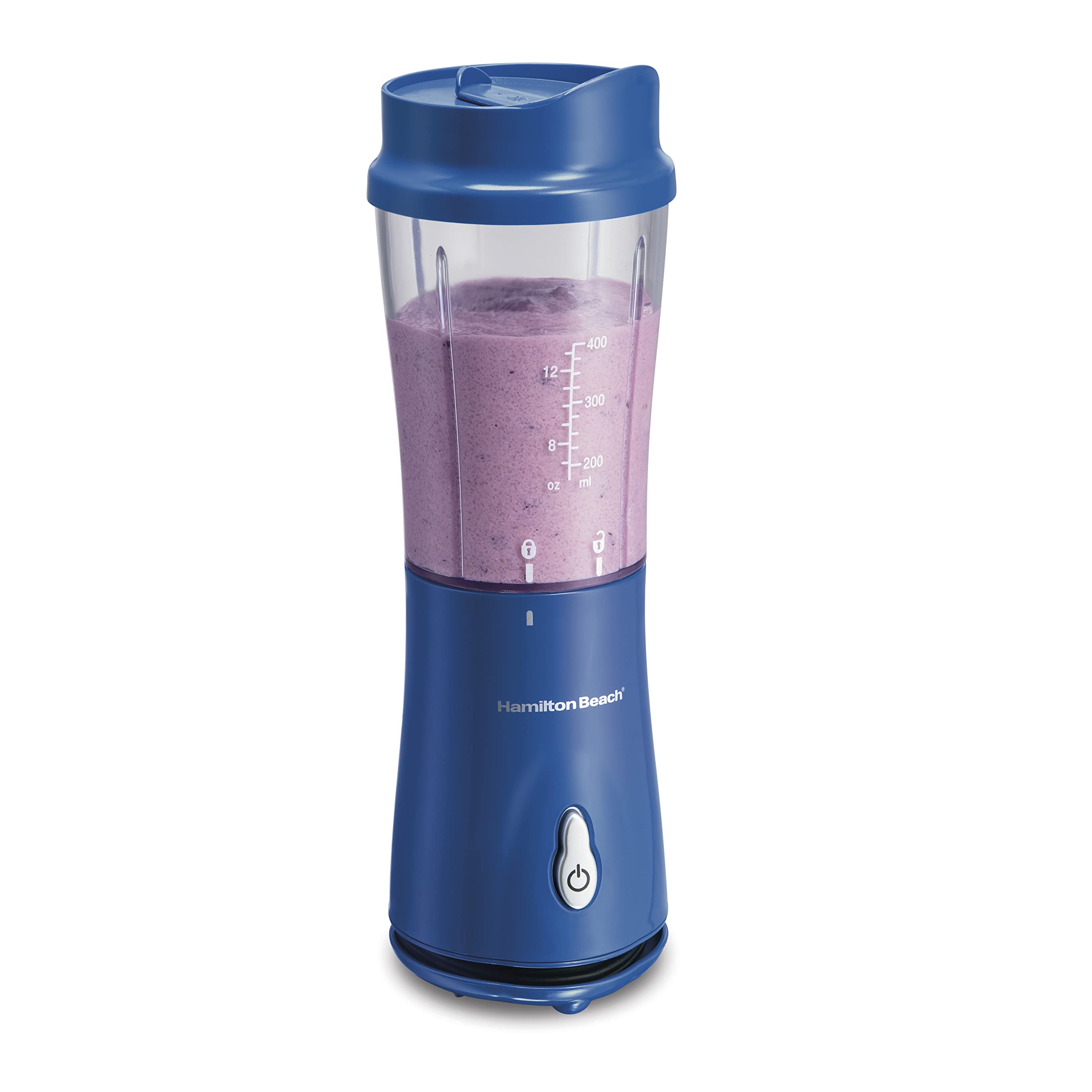 Photo 1 of Hamilton Beach Portable Blender for Shakes and Smoothies, 14 Oz BPA Free Travel Cup & Lid, Durable Stainless Steel Blades, Personal Smoothie Blender, Blue, 51132G