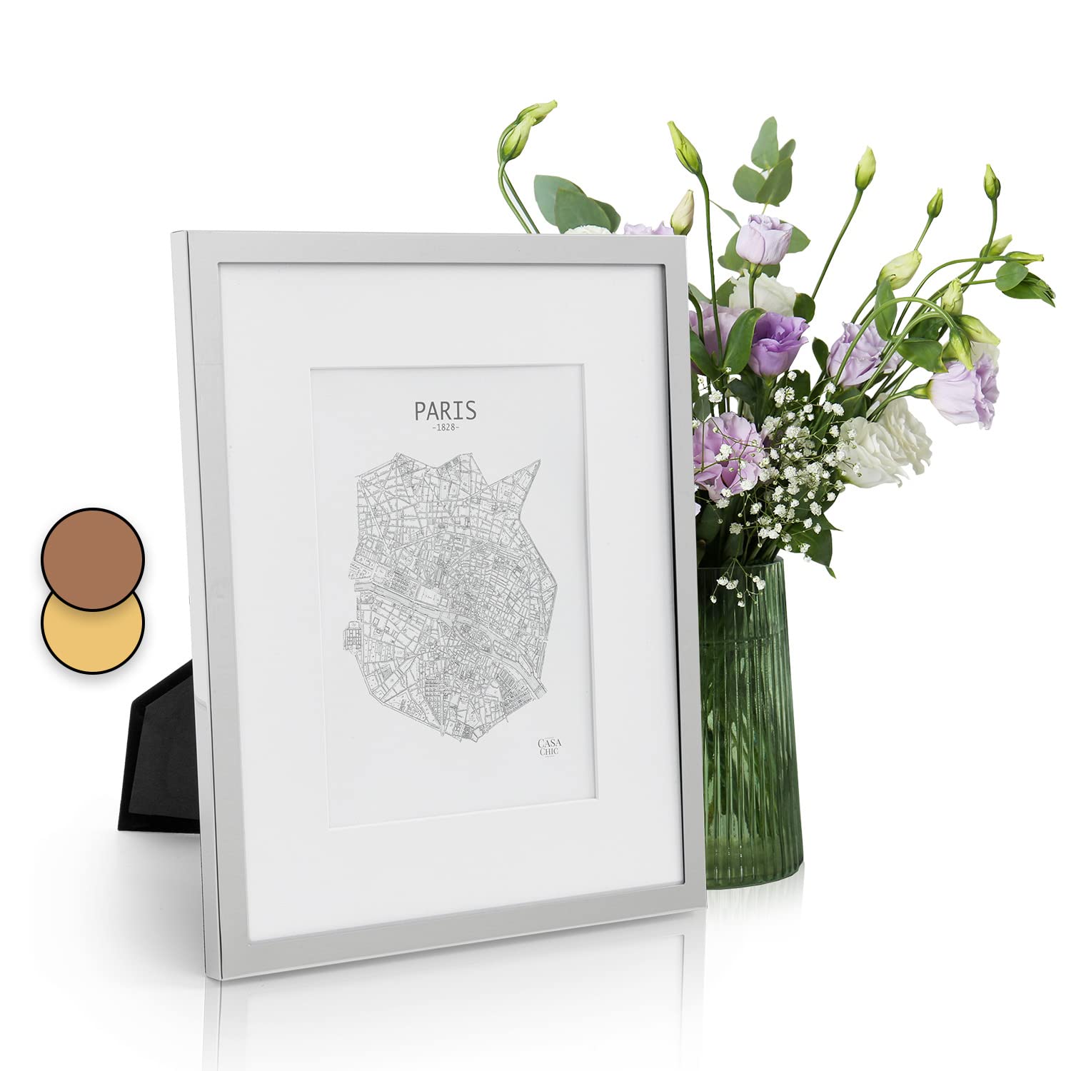 Casa Chic Picture Frames, 27 x 22 cm Photo Frame, Standing/Wall Mounted Photo Frames For Home & Office, Vertical/Horizontal Display, Real Glass & Wood, Passepartout Poster Frame, Picture Frame