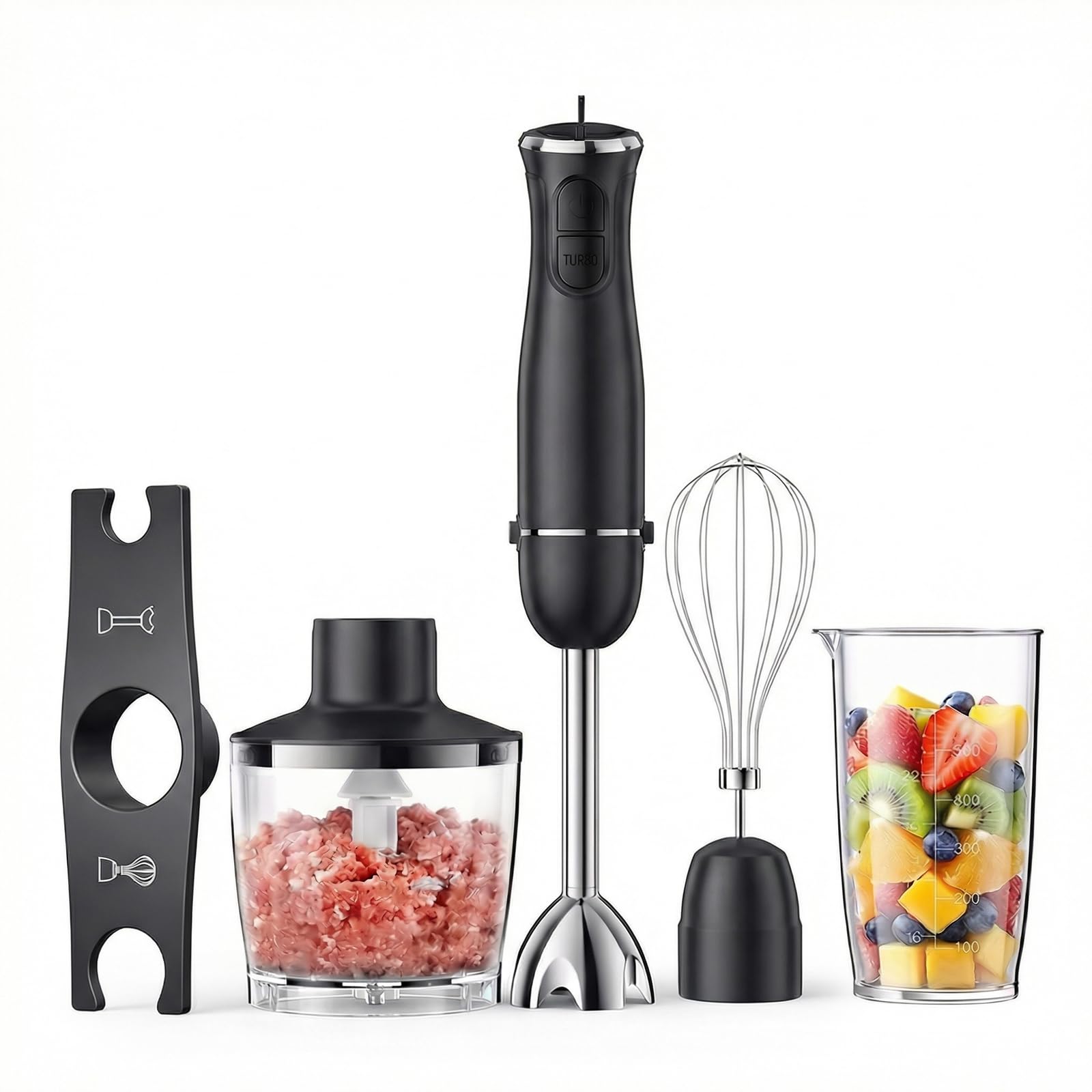 Turelar ブレンダー ハンドブレンダー 15000回/分 離乳食 電動 ハンドミキサー お祝い ギフト 氷も砕ける フードプロセッサー 電動泡立て器 スリム コンパクト アタッチメント(つぶす/混ぜる/切る/刻む/泡立て)商品画像